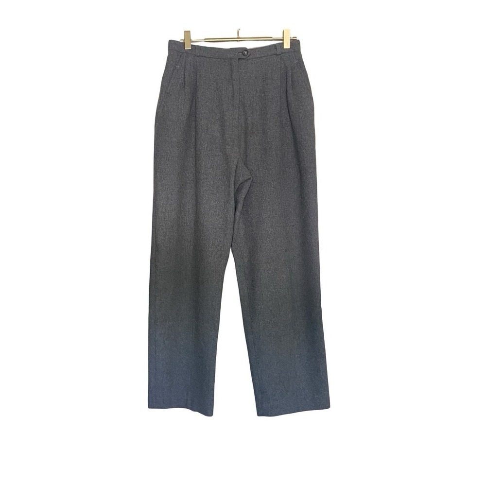 Rafaella Vintage Wool Dress Pants Gray Pleated Straight Leg Women's Size 12